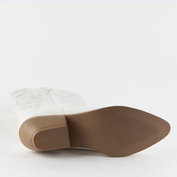 NEW Pointed Toe Embroidered Cowboy Cowgirl Western Mid-Calf High Boot Block Heel - Picture 9 of 10